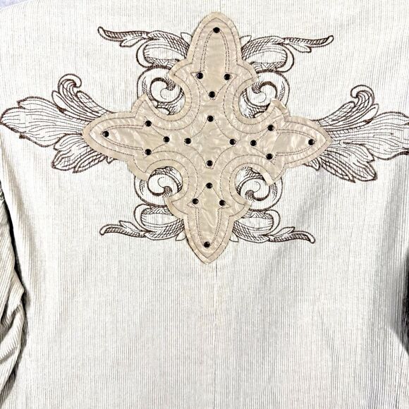 Franky Max Men's Corduroy Sport Coat L Khaki Embroidered Embellished  Motto READ - Picture 13 of 16